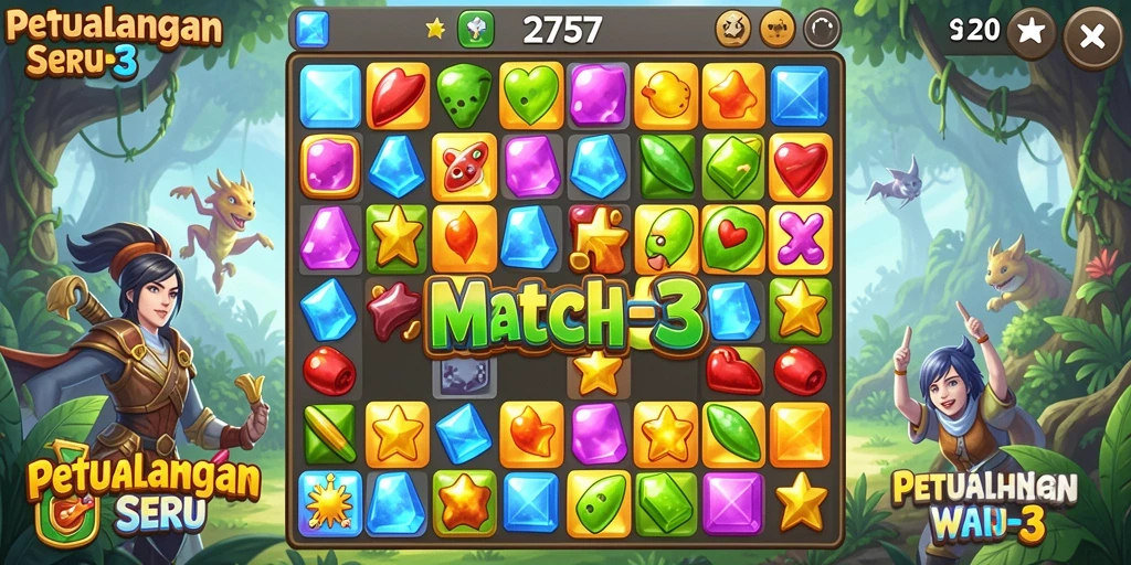 Tampilan gameplay menarik dalam game Match-3 2757.