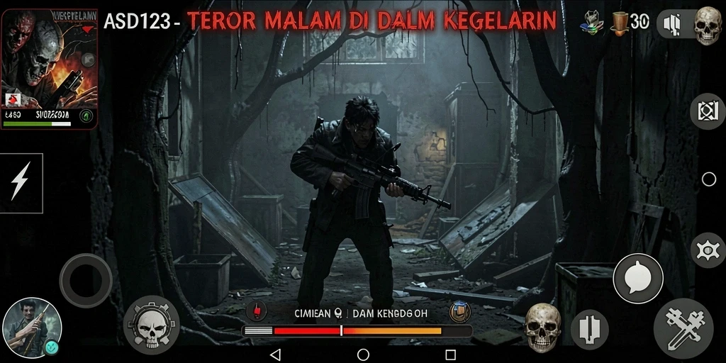 Tampilan gameplay menyeramkan dari ASD123 dengan suasana mencekam.