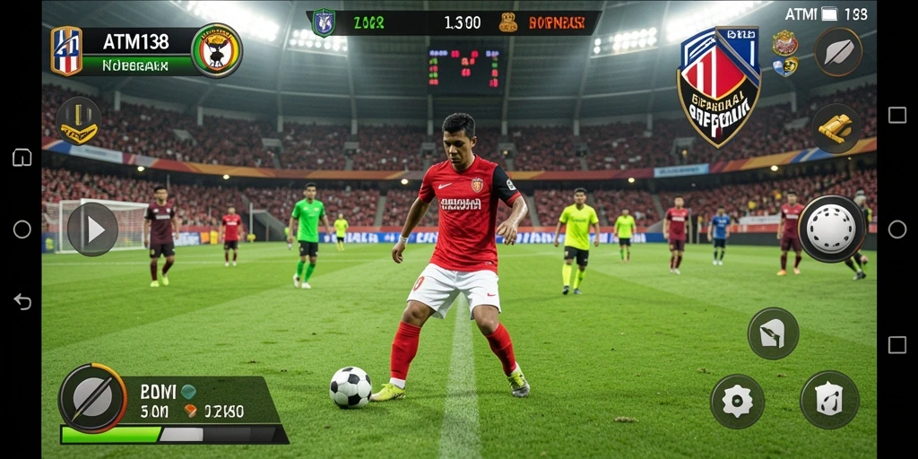 Tangkapan layar utama <strong>ATM138</strong> menampilkan aksi sepak bola yang mendebarkan.