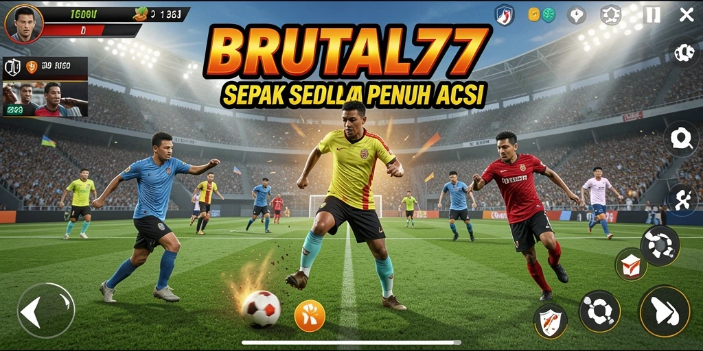 Tampilan gameplay mewah dari BRUTAL77 dalam aksi sepak bola.