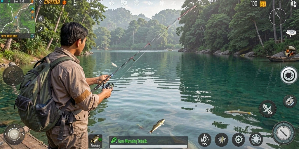 Screenshot menampilkan gameplay menyenangkan dari CIPIT88 saat memancing.