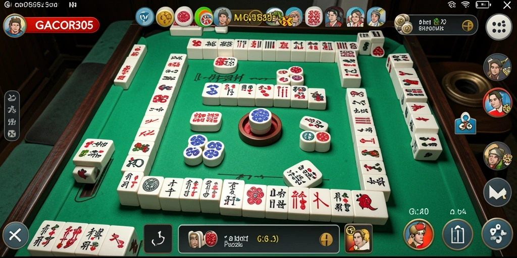 Gameplay GACOR305 menampilkan grafis Mahjong yang menarik dan menantang.