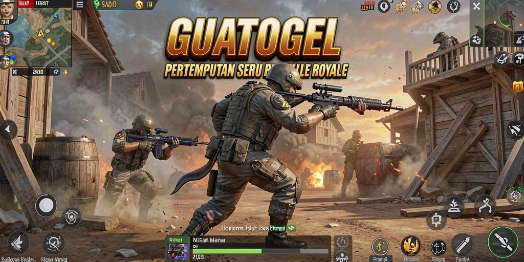 Screenshot gameplay GUATOGEL menampilkan aksi mendebarkan dalam pertempuran.