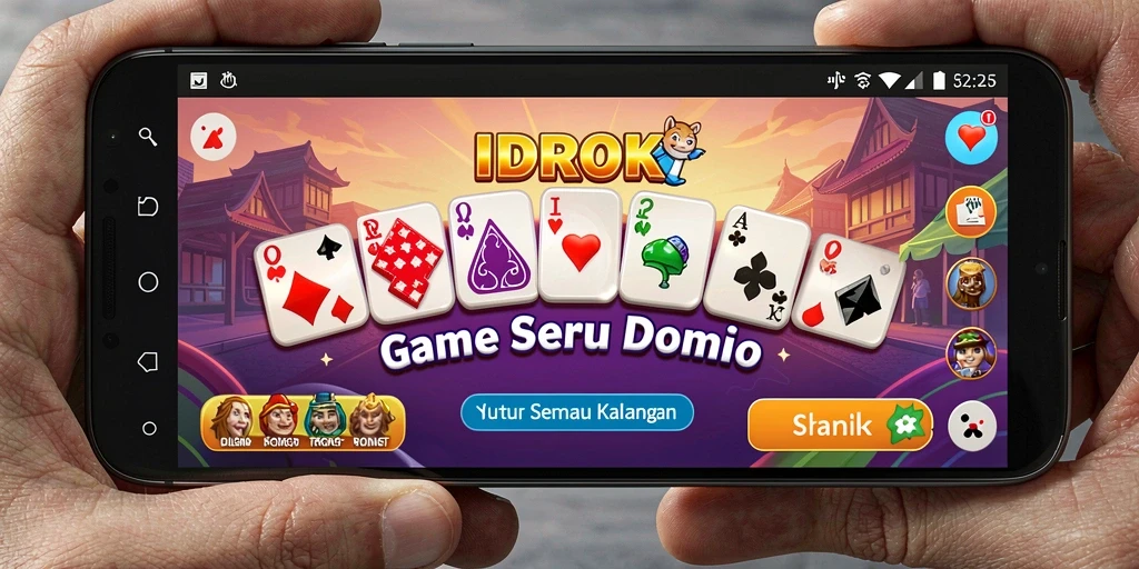 Tampilan gameplay <strong>IDROK</strong> yang seru dengan domino berwarna-warni.