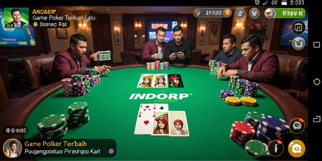 Tampilan screenshot gameplay <strong>INDORP</strong> saat bermain poker dengan teman.