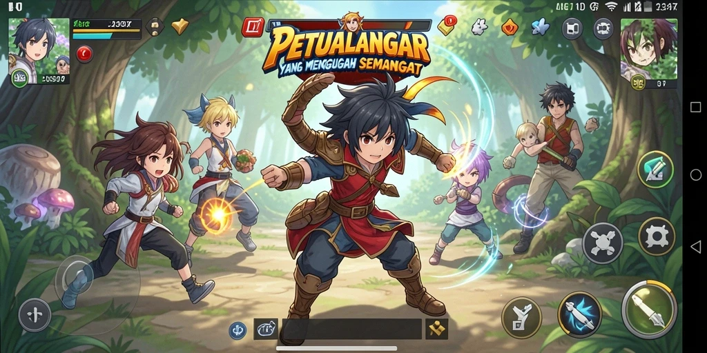 Screenshot utama JOS77 menunjukkan aksi pertarungan karakter Anime.