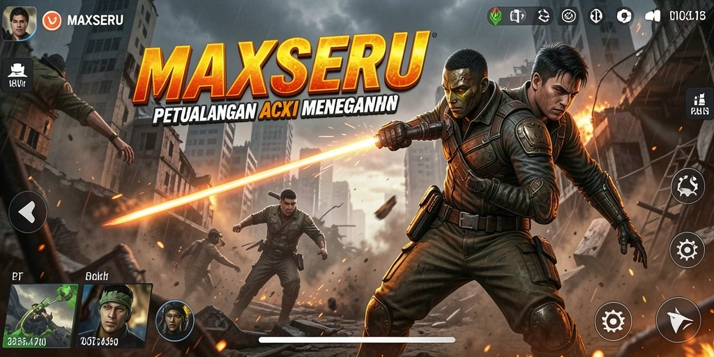 Screenshot MAXSERU menampilkan aksi menegangkan dengan grafis yang memukau.