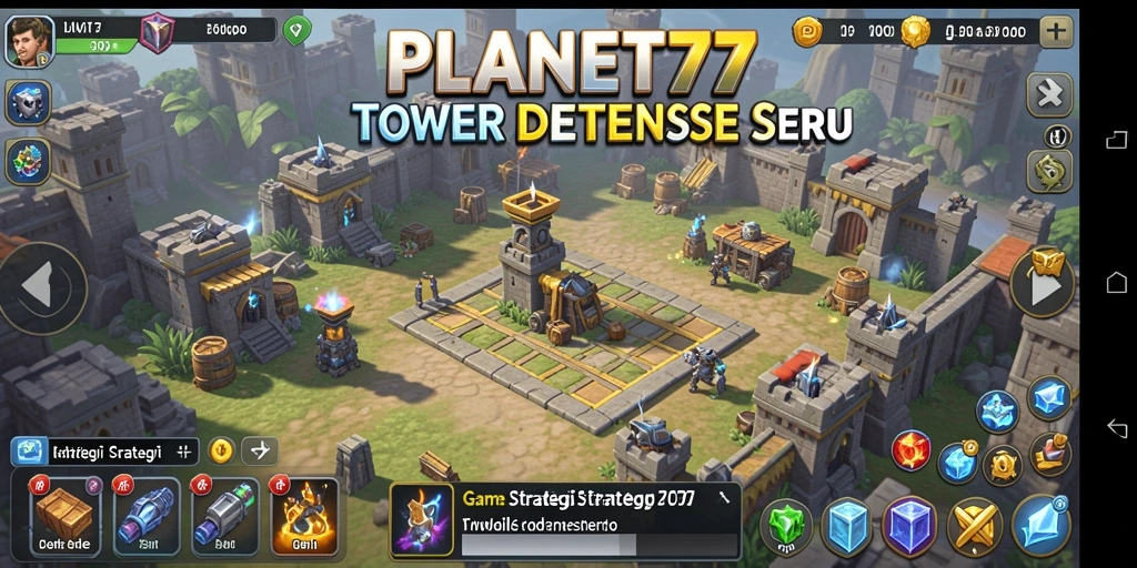 Tangkapan layar menunjukkan gameplay seru Tower Defense di PLANET77.