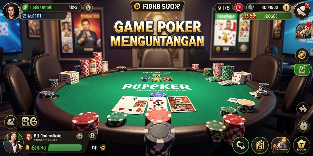 Screenshot R6R6 menampilkan momen seru permainan Poker yang mendebarkan.