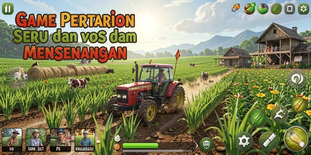 Gameplay W67 menampilkan aktivitas pertanian seru dan interaktif.