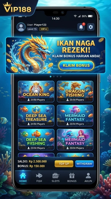 Tampilan homepage aplikasi vip188.